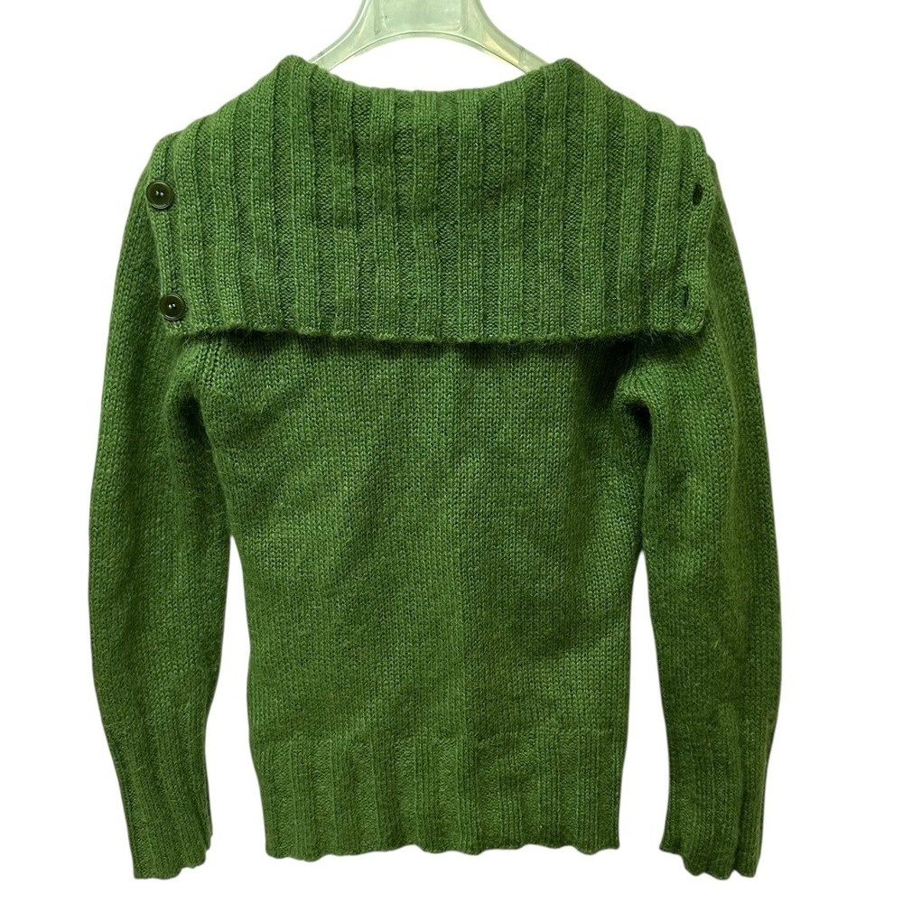 La Redoute Green Wool Mohair Blend Chunky Shawl Collar Sweater Cardigan Size M - Picture 2 of 7